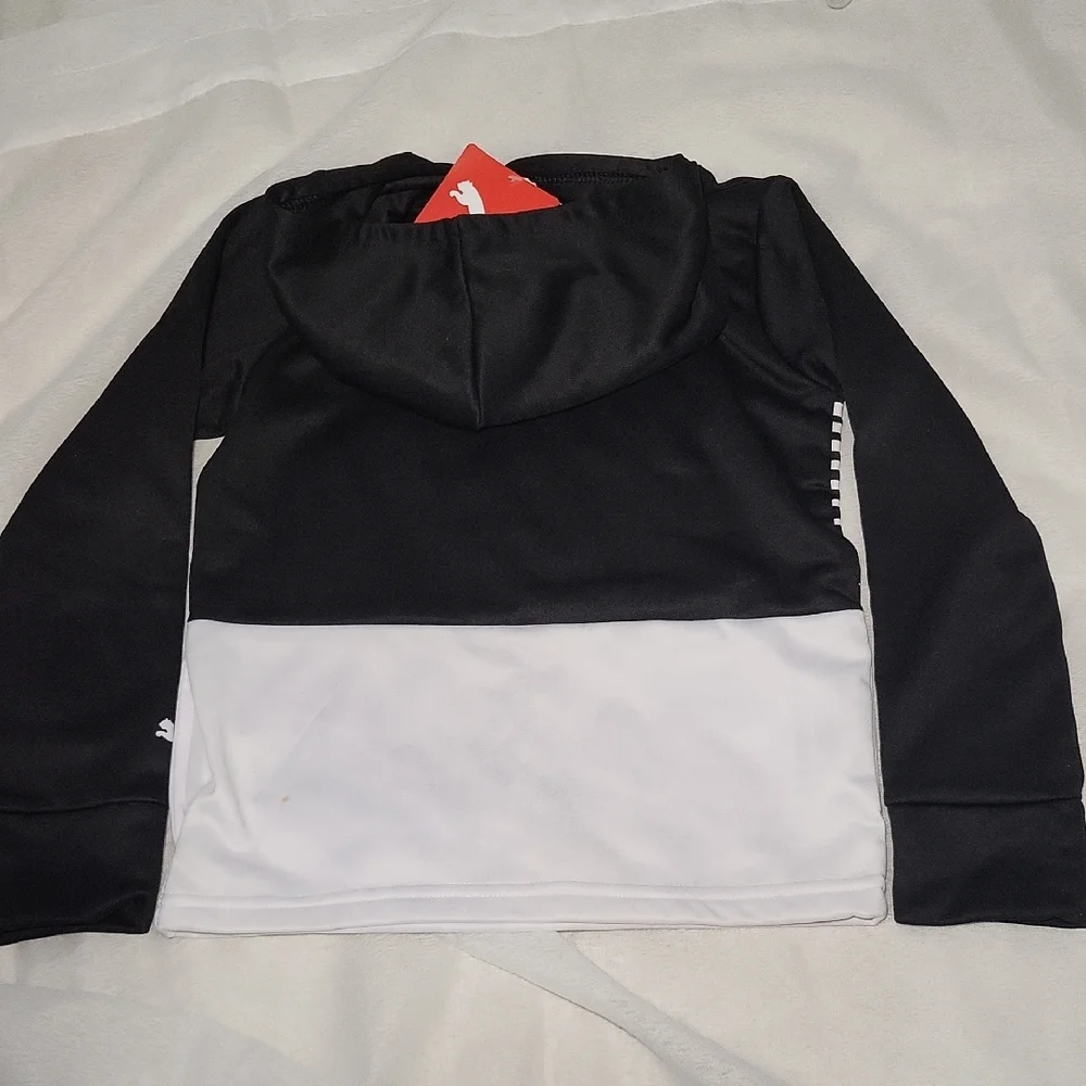 Puma Monochrome Striped Hoodie With Pockets Size Kids 5 - Picture 3 of 8
